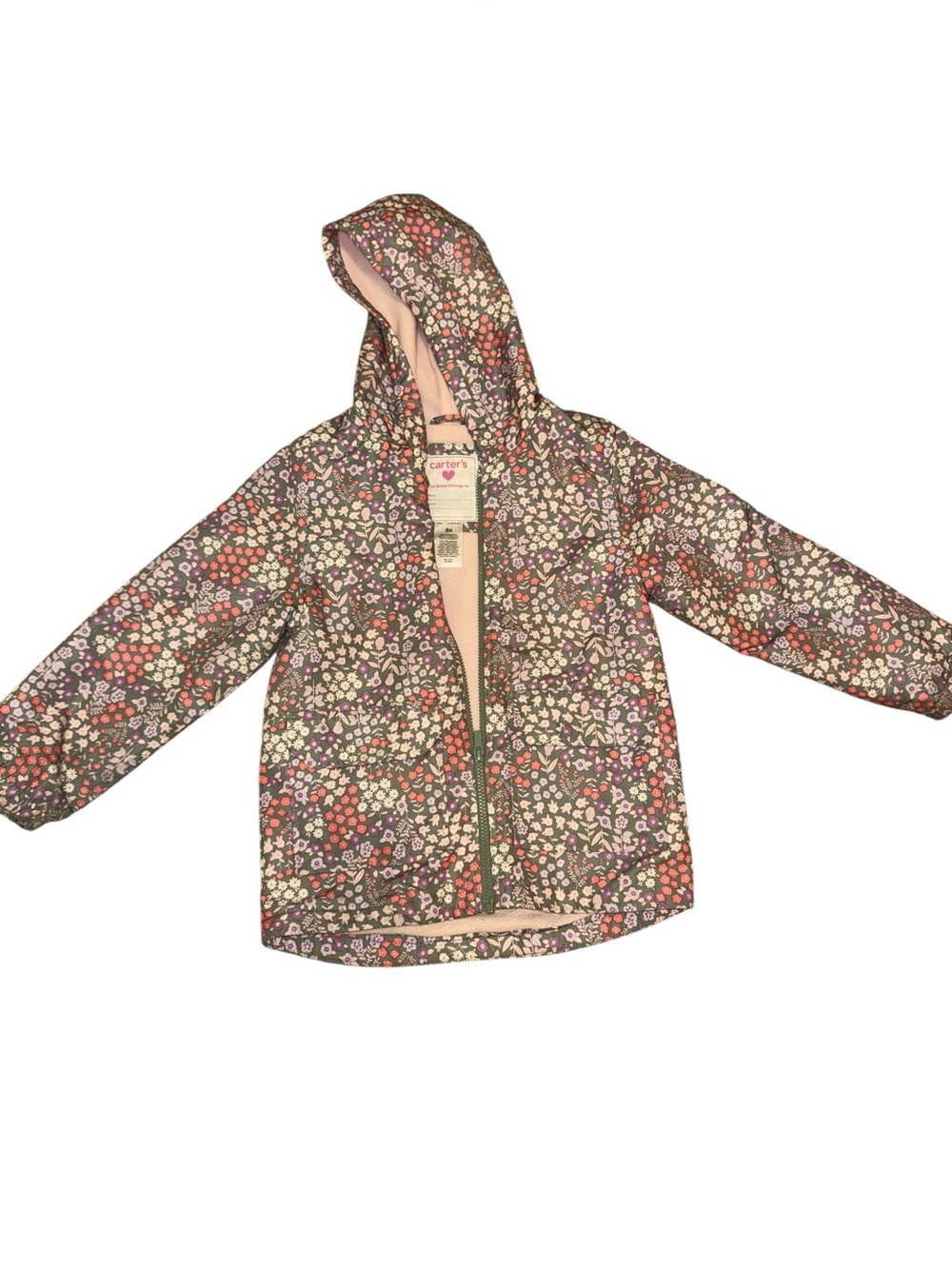 Carters Flowered Hooded Fleece Lined Jacket, size 6x